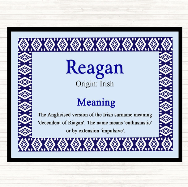 Reagan Name Meaning Placemat Blue