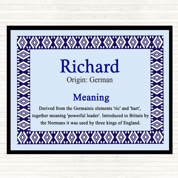 Richard Name Meaning Placemat Blue