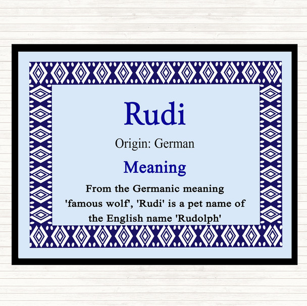 Rudi Name Meaning Placemat Blue