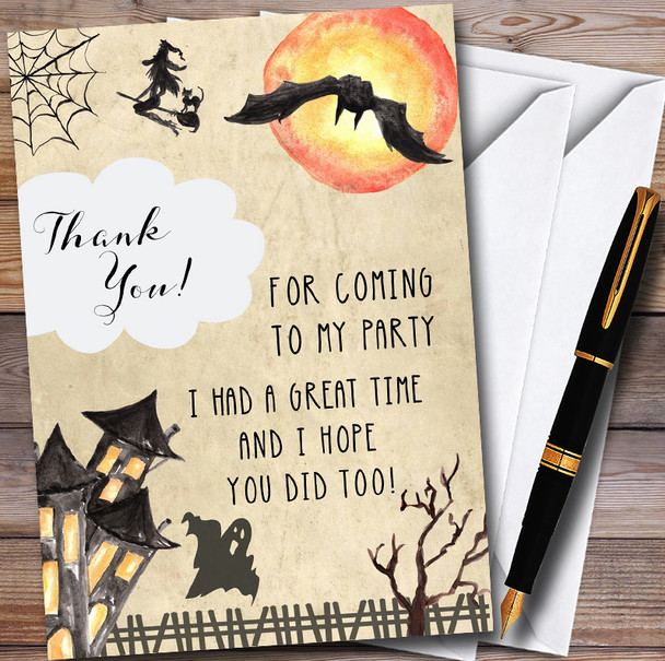 Scary Witch Haunted House Customised Halloween Party Thank You Cards