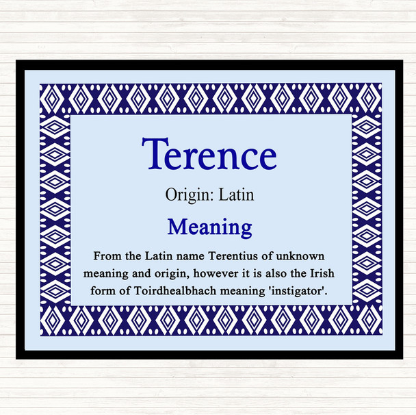 Terence Name Meaning Placemat Blue