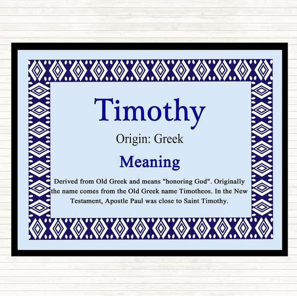 Timothy Name Meaning Placemat Blue