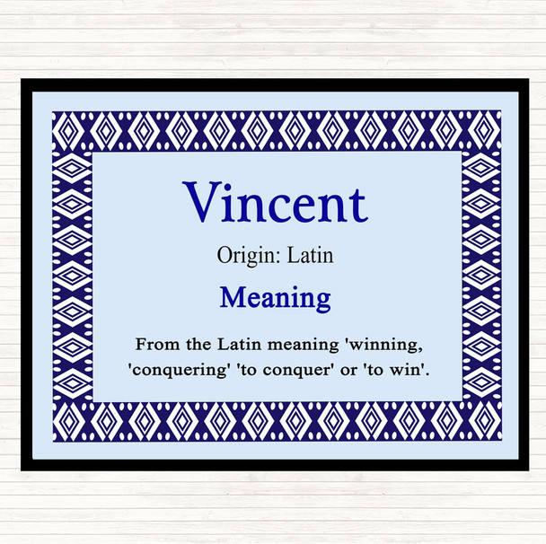 Vincent Name Meaning Placemat Blue