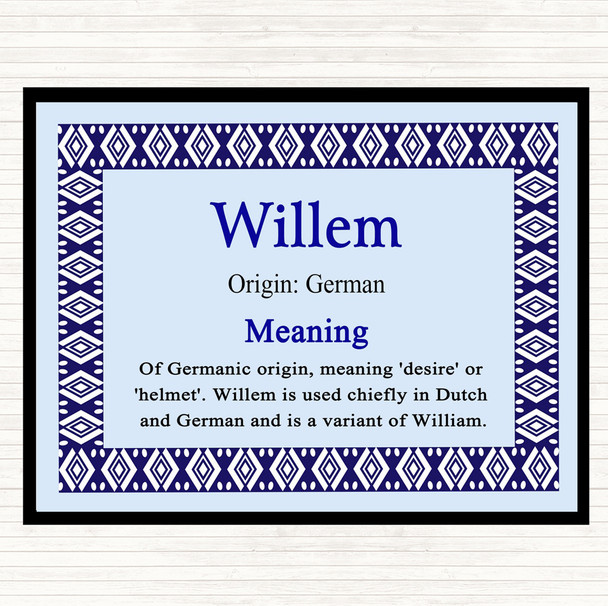 Willem Name Meaning Placemat Blue