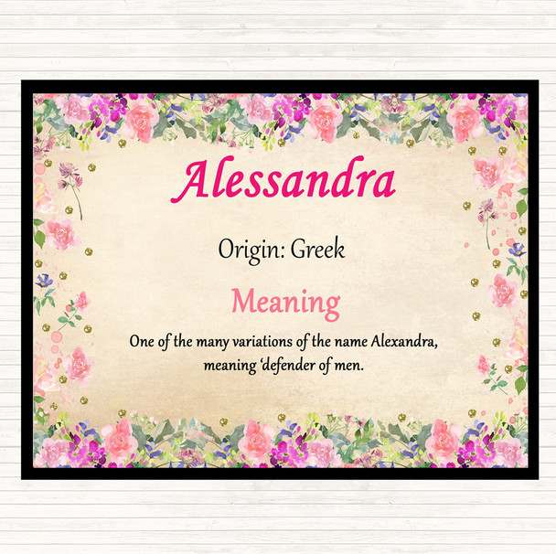 Alessandra Name Meaning Placemat Floral