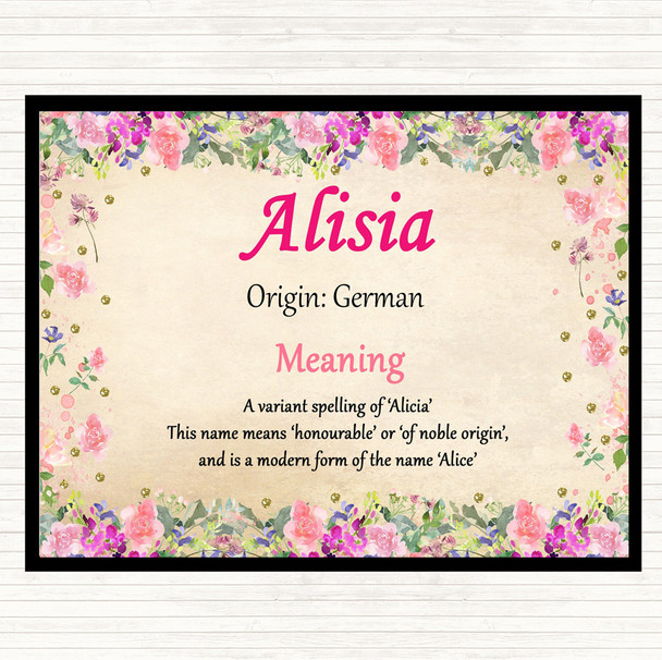 Alisia Name Meaning Placemat Floral