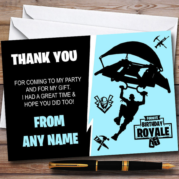 Fortnite Blue Birthday Royale Customised Birthday Party Thank You Cards