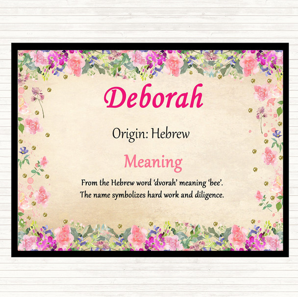 Deborah Name Meaning Placemat Floral