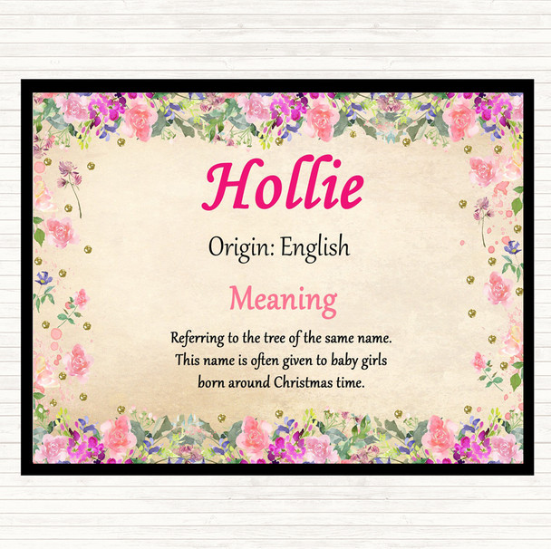 Hollie Name Meaning Placemat Floral