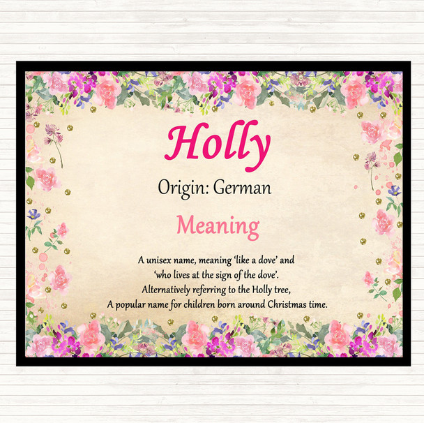 Holly Name Meaning Placemat Floral