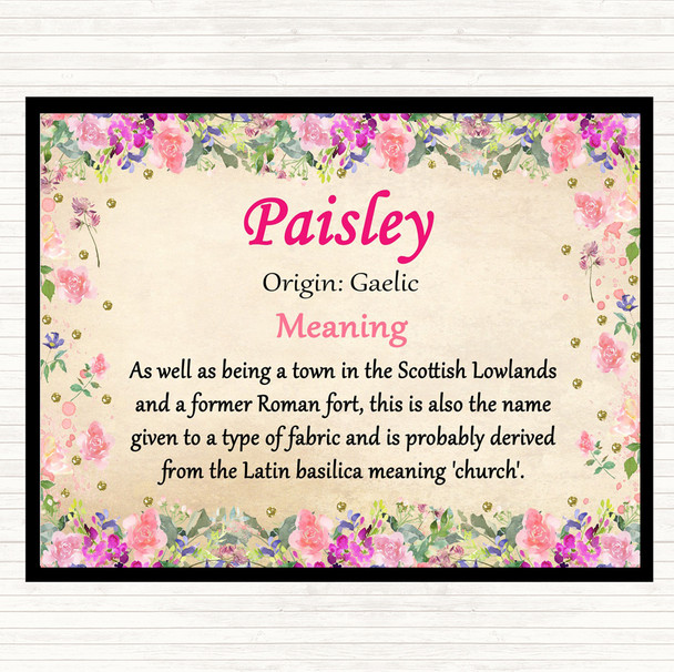 Paisley Name Meaning Placemat Floral