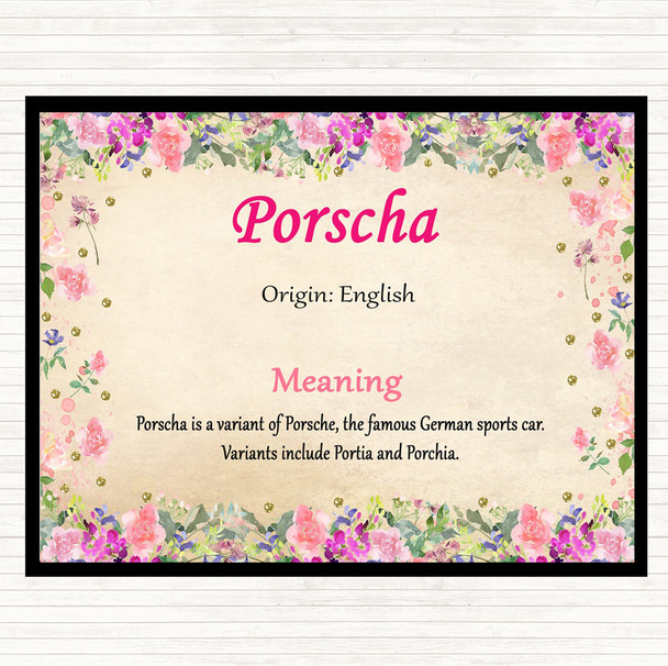 Porscha Name Meaning Placemat Floral