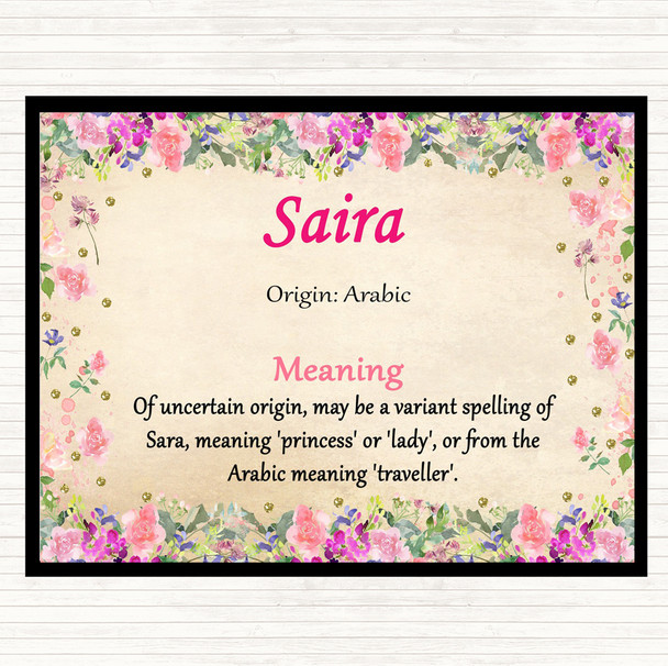 Saira Name Meaning Placemat Floral