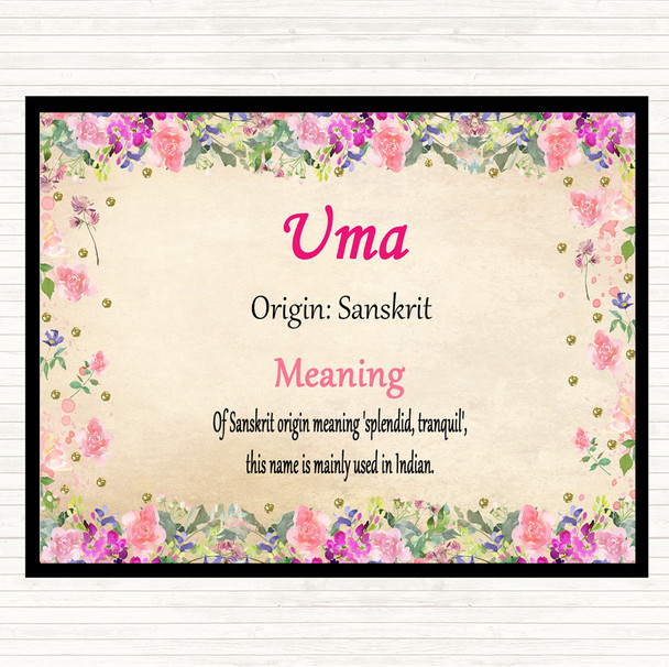 Uma Name Meaning Placemat Floral