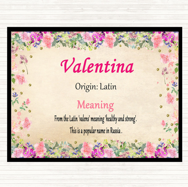 Valentina Name Meaning Placemat Floral