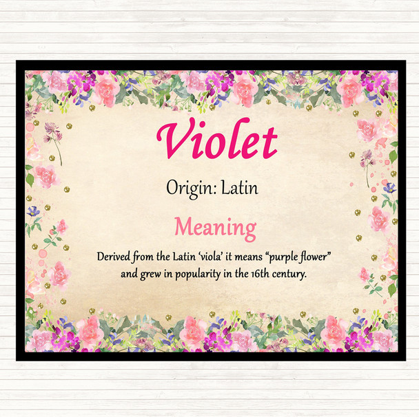 Violet Name Meaning Placemat Floral