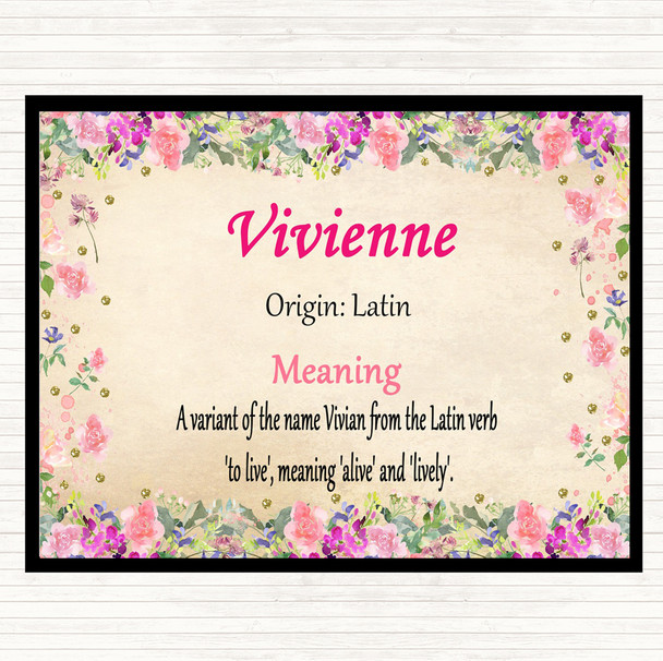 Vivienne Name Meaning Placemat Floral