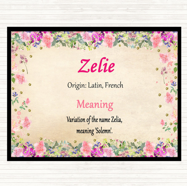 Zelie Name Meaning Placemat Floral