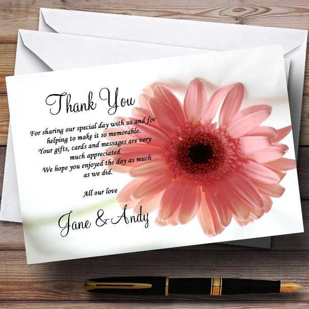 Stunning Classy & Subtle Pink Flower Customised Wedding Thank You Cards