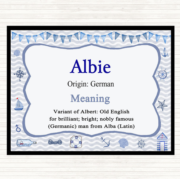 Albie. Name Meaning Placemat Nautical