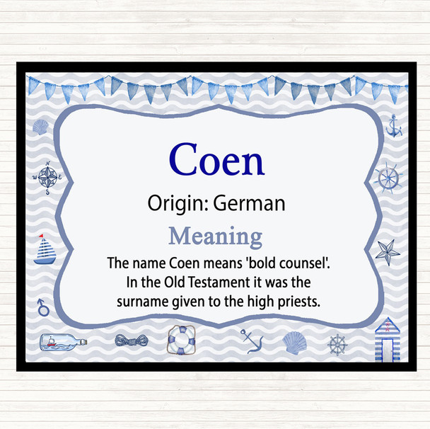 Coen Name Meaning Placemat Nautical