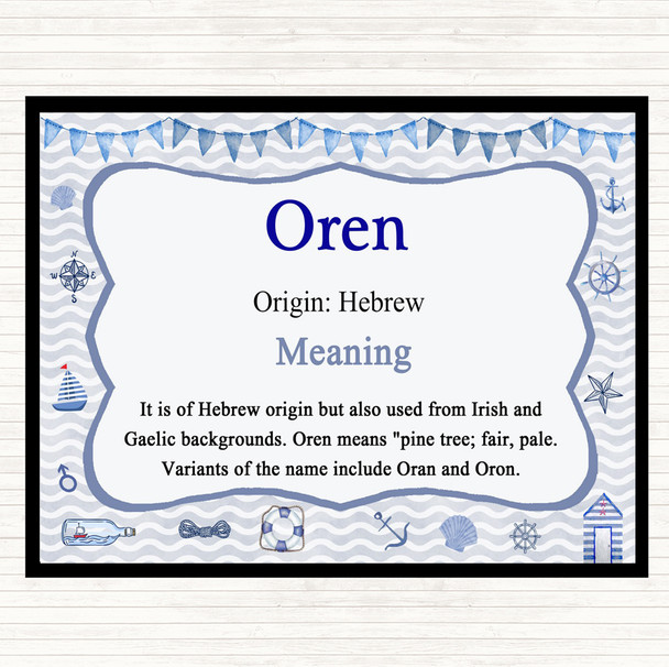Oren Name Meaning Placemat Nautical