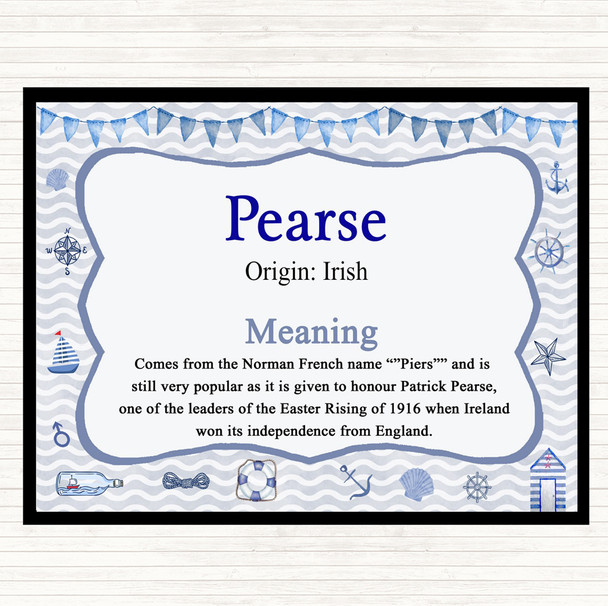 Pearse Name Meaning Placemat Nautical