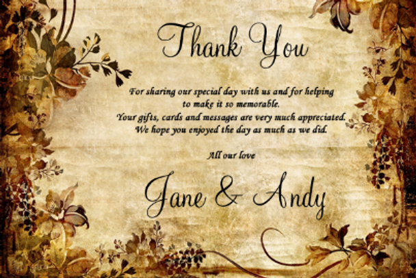 Autumn Colours Vintage Customised Wedding thank You Cards