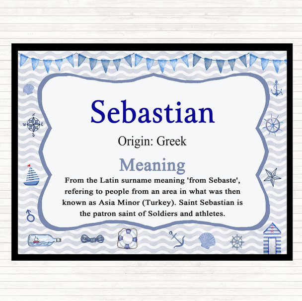 Sebastian Name Meaning Placemat Nautical