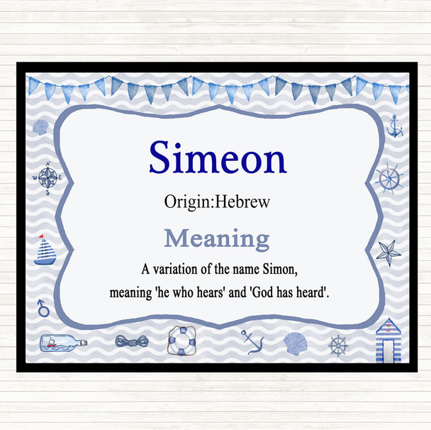 Simeon Name Meaning Placemat Nautical