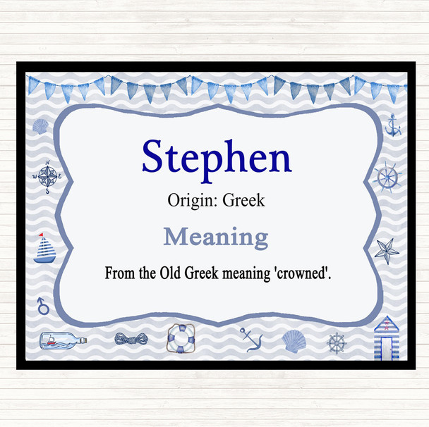 Stephen Name Meaning Placemat Nautical