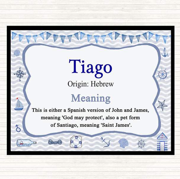 Tiago Name Meaning Placemat Nautical