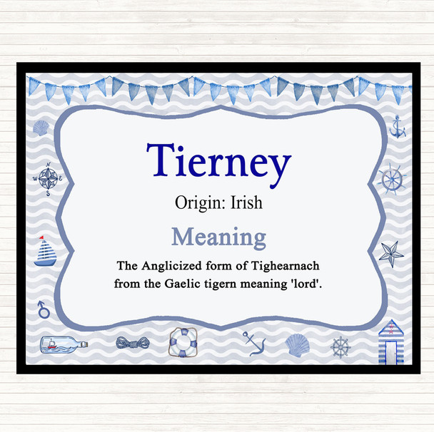 Tierney Name Meaning Placemat Nautical