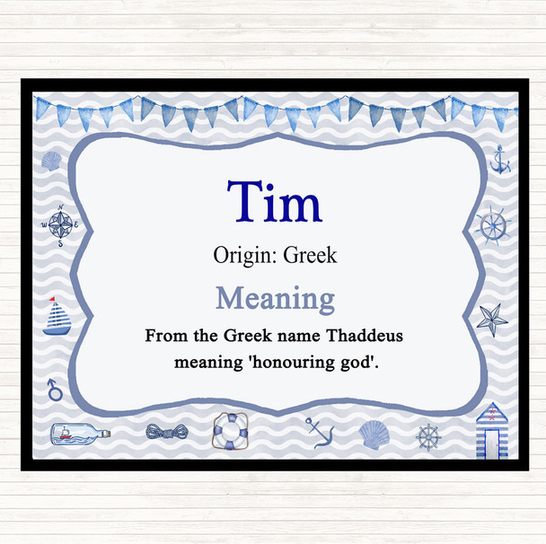 tim Name Meaning Placemat Nautical