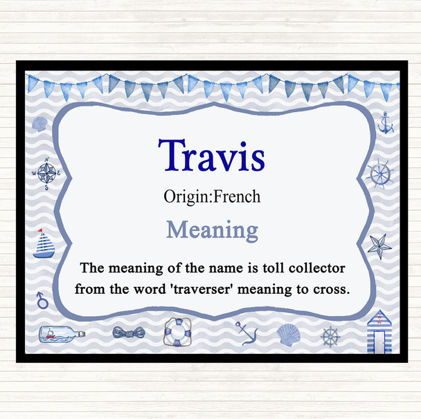 Travis Name Meaning Placemat Nautical