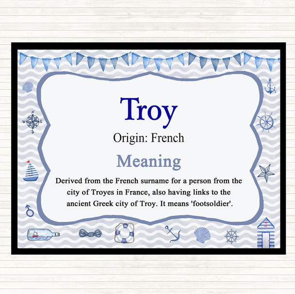 Troy Name Meaning Placemat Nautical