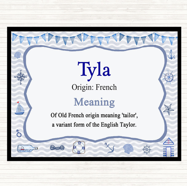 Tyla Name Meaning Placemat Nautical