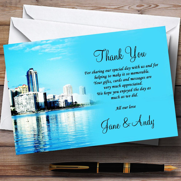 Miami Florida Customised Wedding Thank You Cards