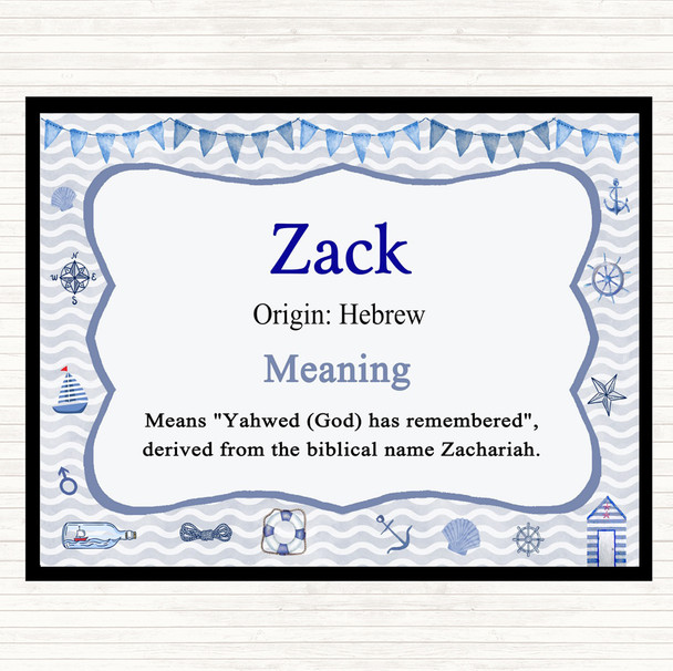 Zack Name Meaning Placemat Nautical