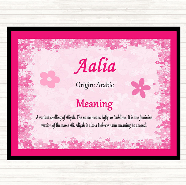 Aalia Name Meaning Placemat Pink