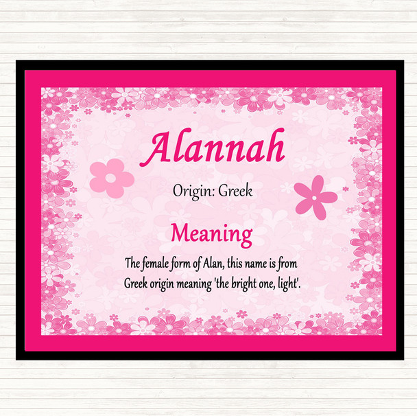 Alannah Name Meaning Placemat Pink