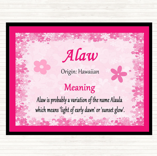 Alaw Name Meaning Placemat Pink