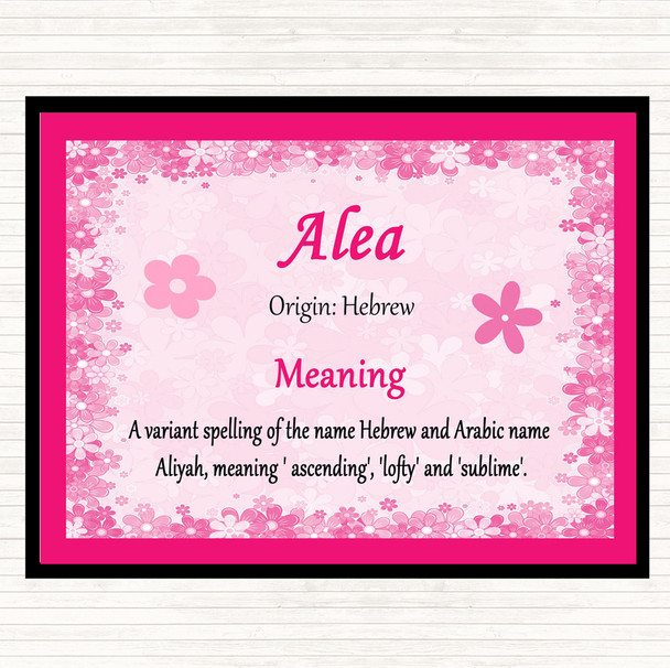 Alea Name Meaning Placemat Pink