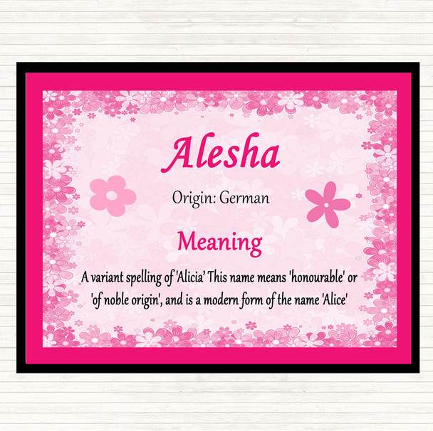 Alesha Name Meaning Placemat Pink