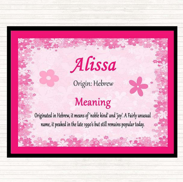 Alissa Name Meaning Placemat Pink