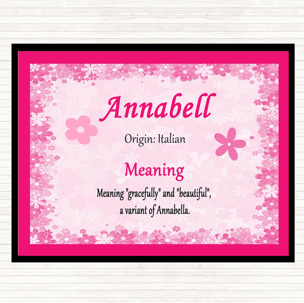 Annabell Name Meaning Placemat Pink Annabell Name Meaning Placemat Pink