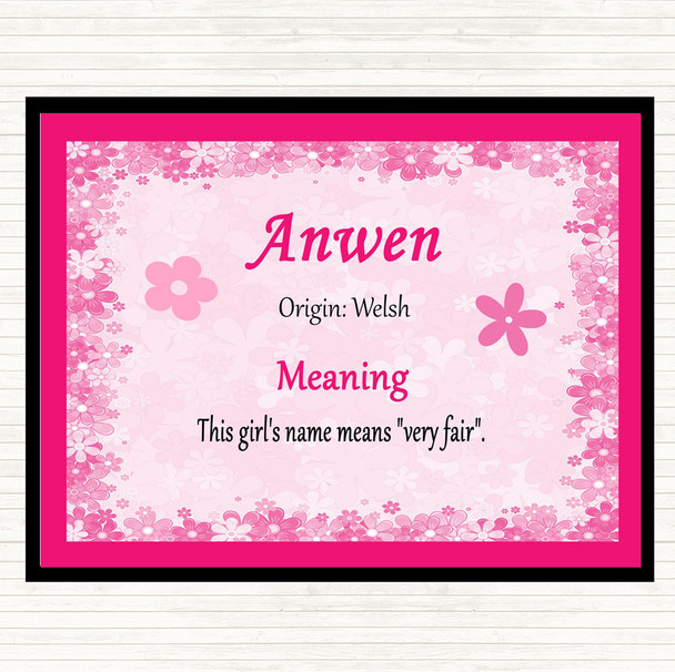 Anwen Name Meaning Placemat Pink