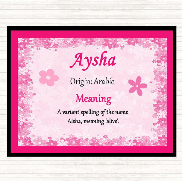 Aysha Name Meaning Placemat Pink