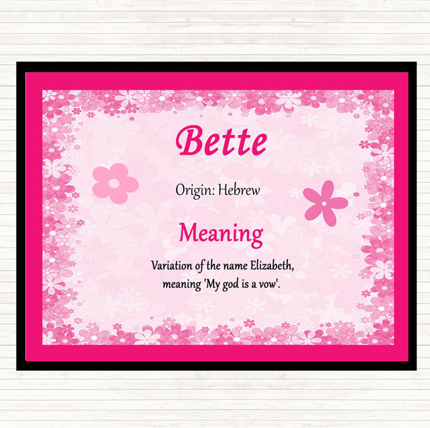 Bette Name Meaning Placemat Pink Bette Name Meaning Placemat Pink