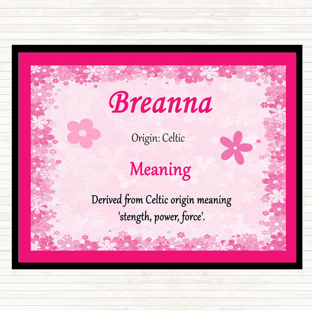 Breanna Name Meaning Placemat Pink